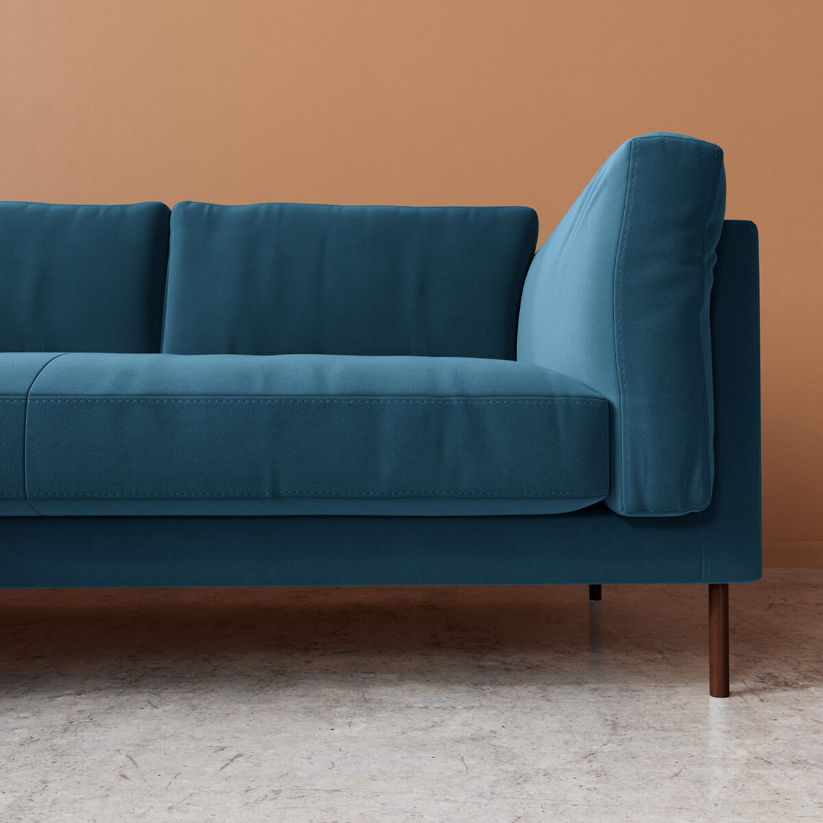 Munich Easy Velvet Corner Sofa petrol blue, SWOON