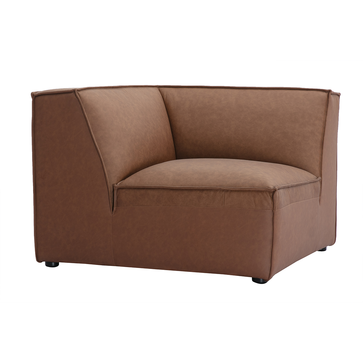Module d'angle central pour canapé en tissu chenille beige SPLIT marron, MILIBOO