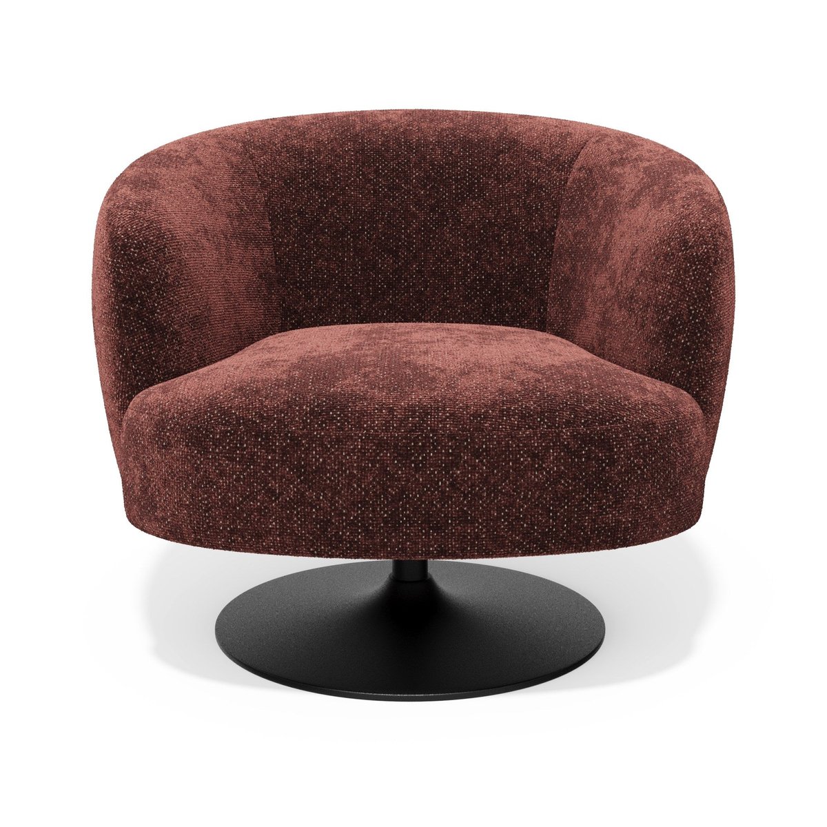 Fauteuil de salon pivotant en velours texturé OSKA bordeaux, SIA HOME