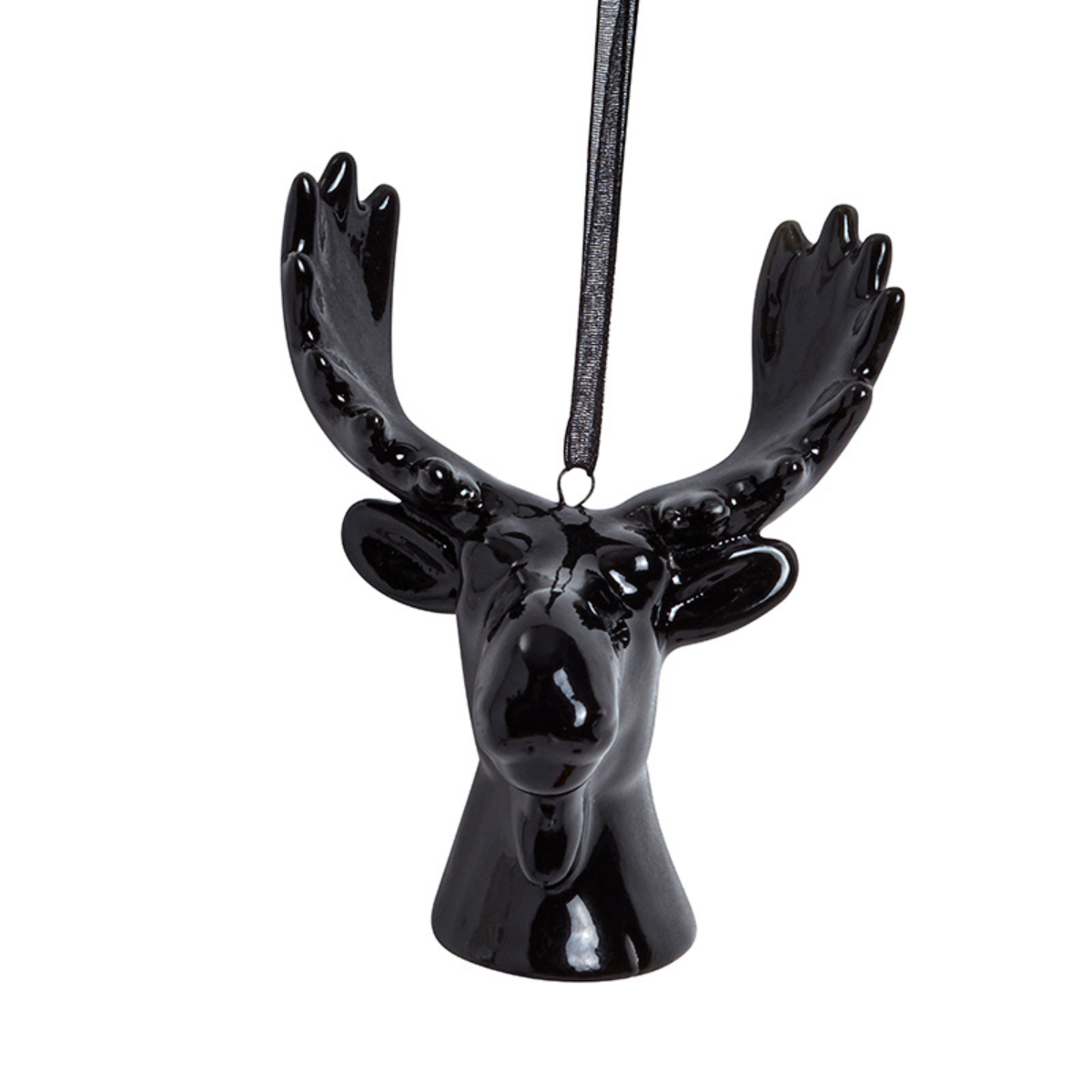 Suspension décorative de noël renne en grès H7 noir, SIA DECO