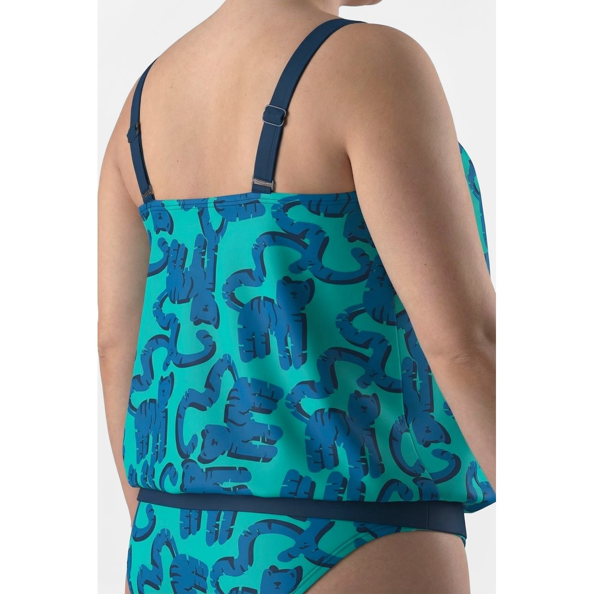 Tankini avec bonnets souples, motif chats vert caraïbes clair, ULLA POPKEN