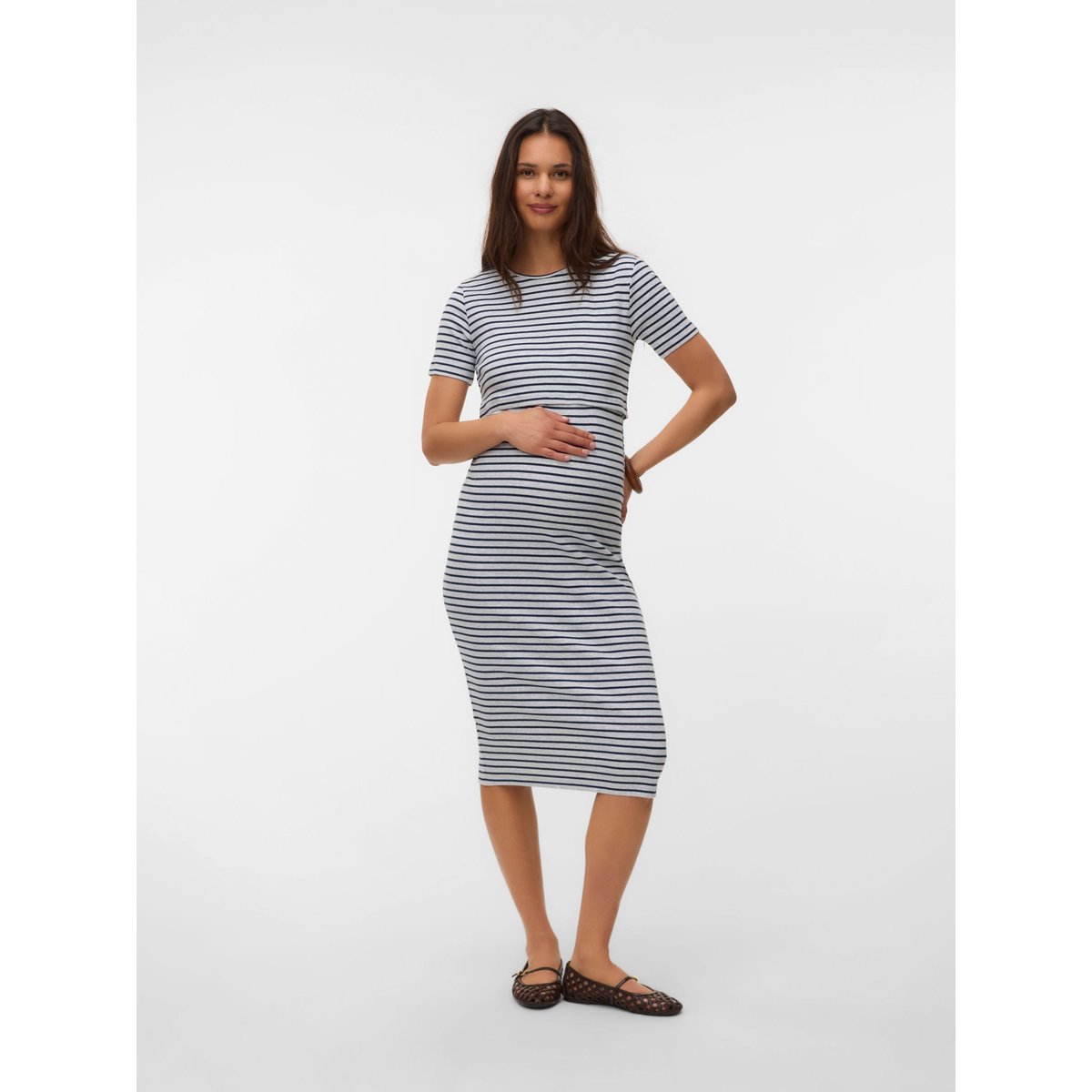 Robe grise - light grey melange, MAMA LICIOUS