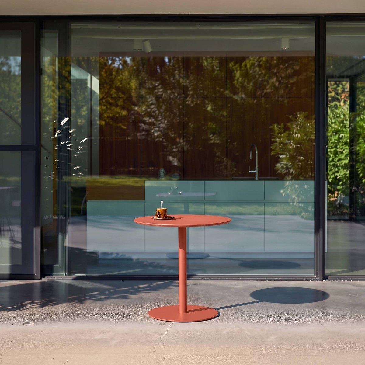 Table de jardin bistrot ronde acier 2 places intérieur/extérieur OREA anthracite, SWEEEK