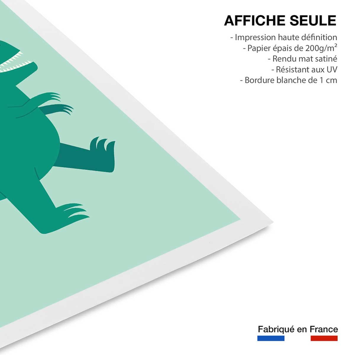 Affiche enfant dino music affiche seule, HEXOA