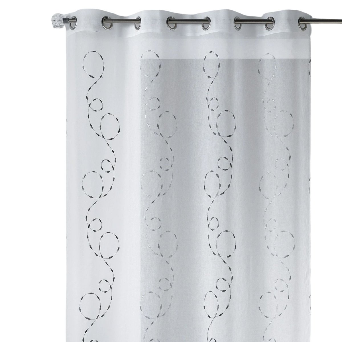 Voilage léger brodé à motifs décoratifs gris clair, HOME MAISON