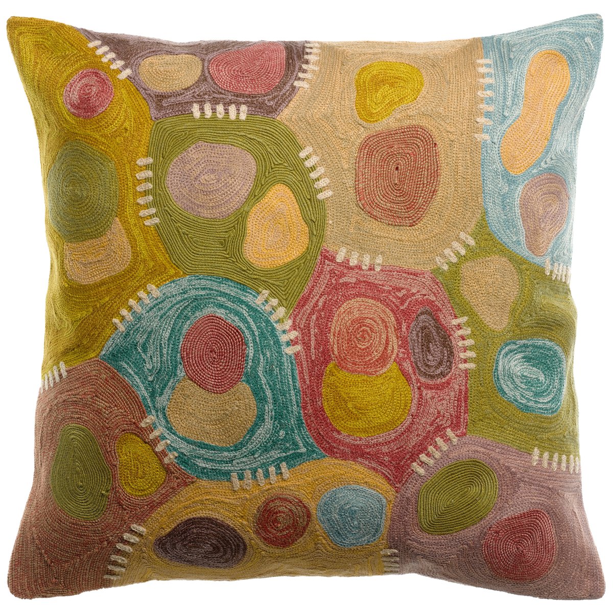 Coussin brodé Épure Solaire mineral, EDEN