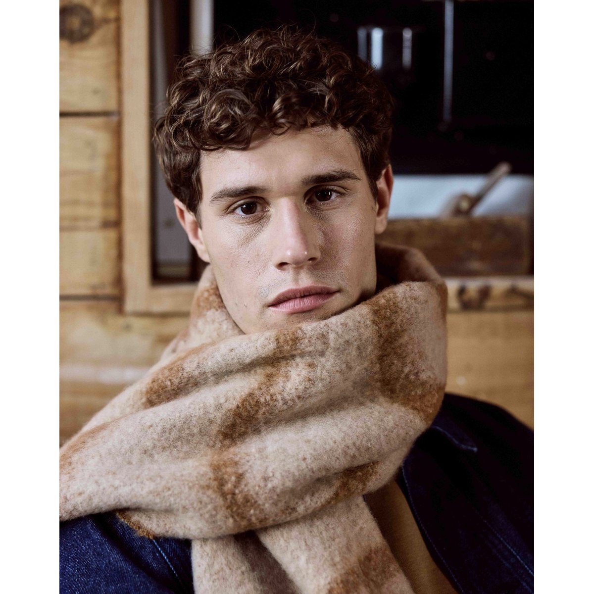 Écharpes et gants en polyester BIG SCARF camel, FAGUO