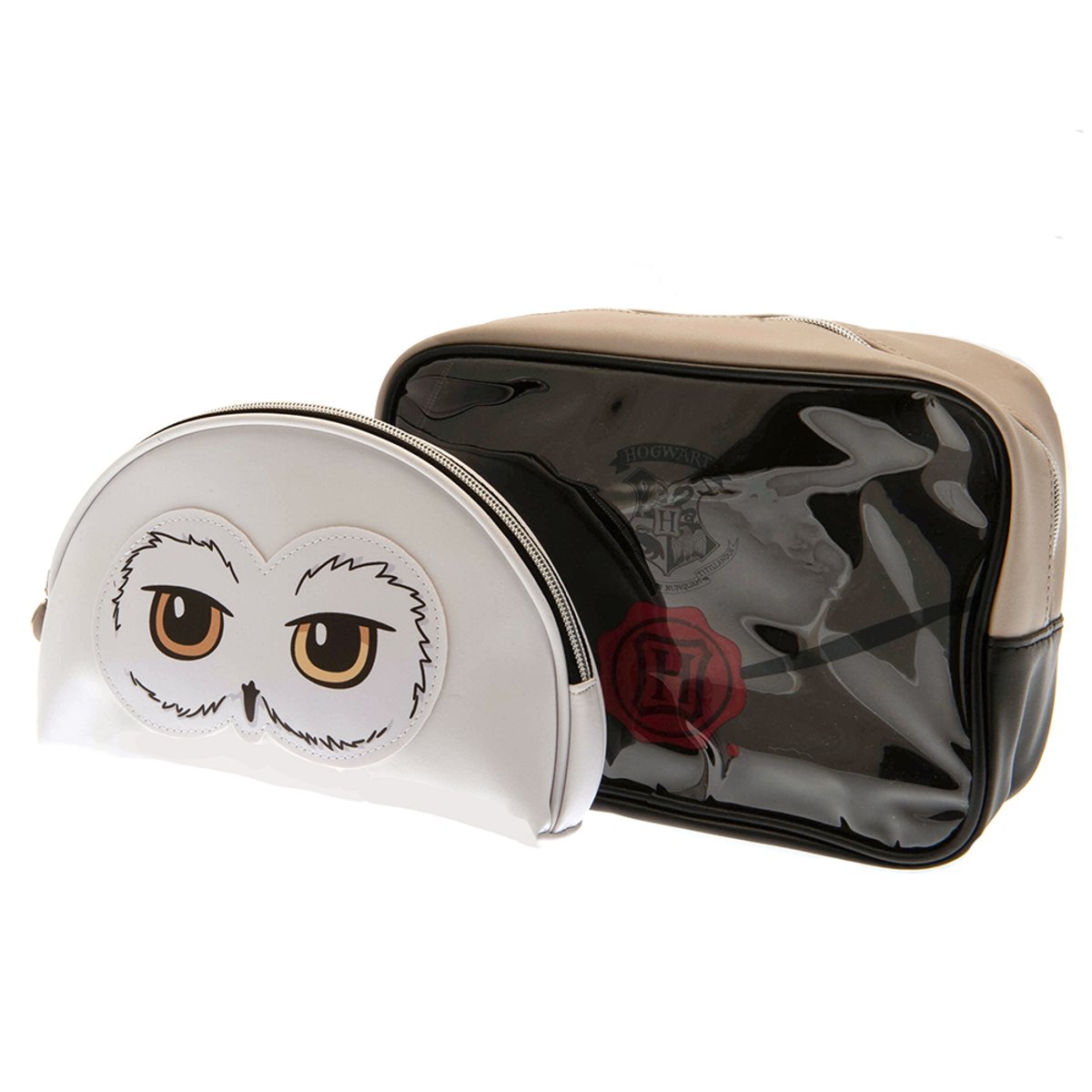 Ensemble de trousse de toilette motif/style Hedwige et lettre de Poudlard blanc / marron / noir, HARRY POTTER