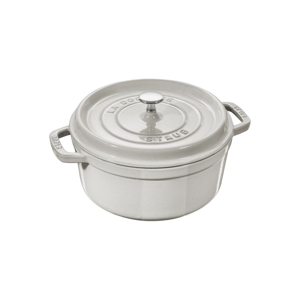 Cocotte ronde truffe blanche fonte 28 cm blanc, STAUB