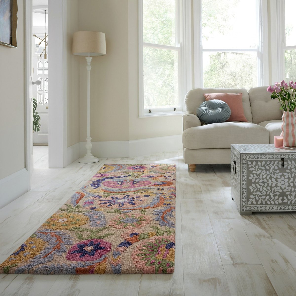 Tapis en laine de couloir AMIRA FLORAL multicolore, FLAIR RUGS