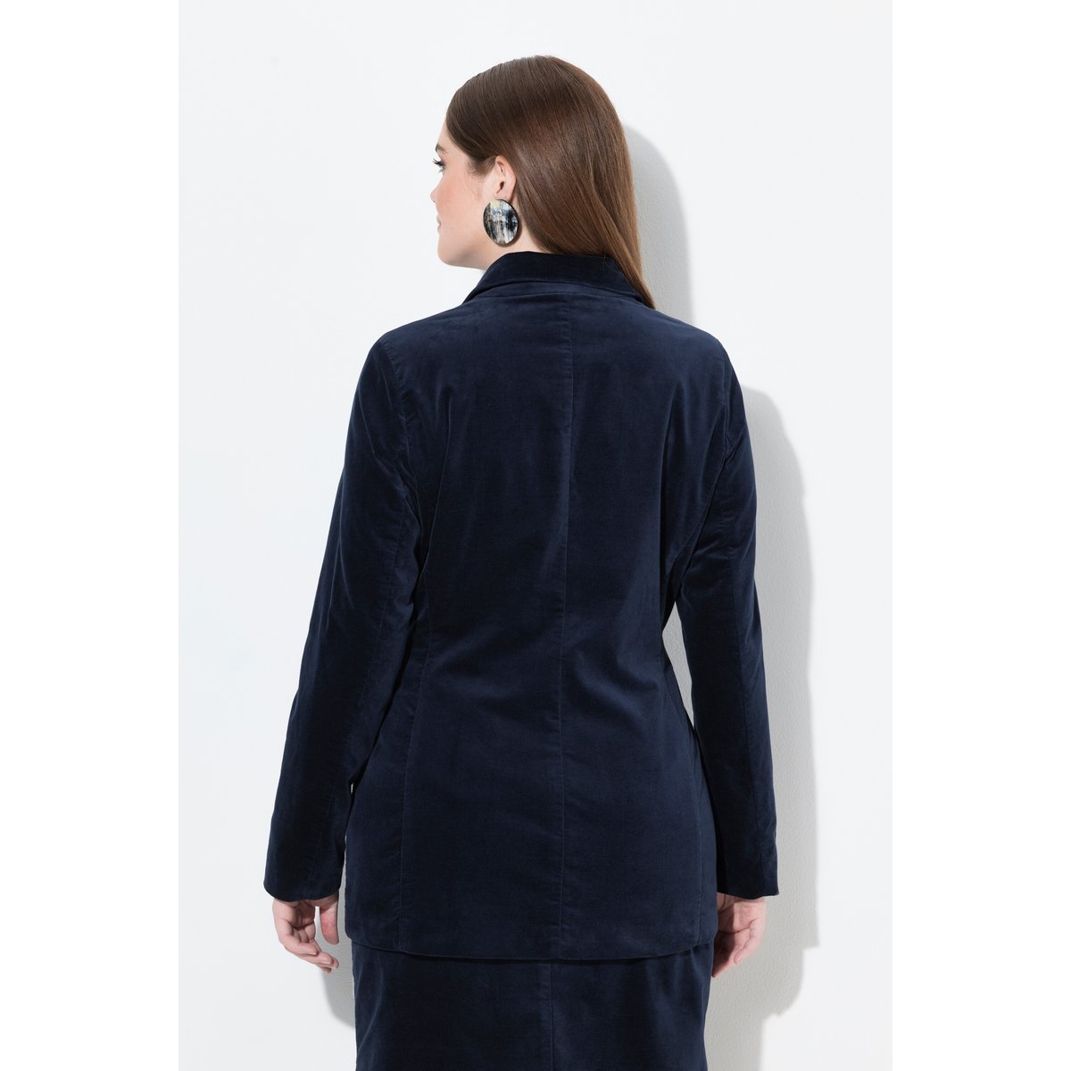 Blazer en velours légèrement cintré marine, ULLA POPKEN