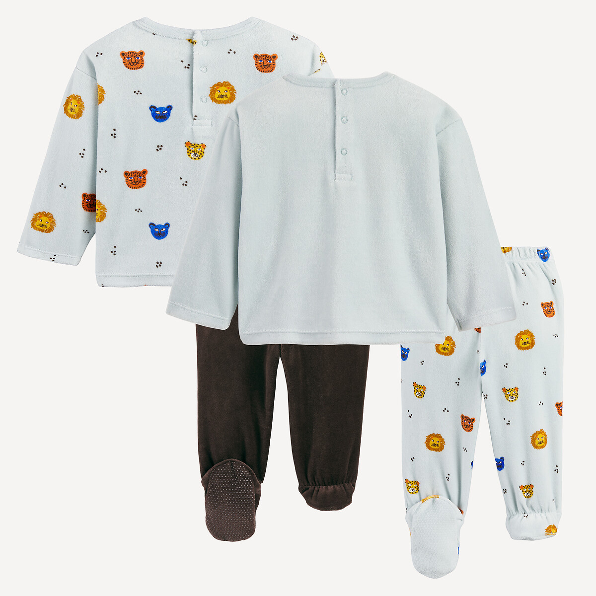 Set van 2 fluwelen pyjama's met dierenmotief gemengd, LA REDOUTE COLLECTIONS