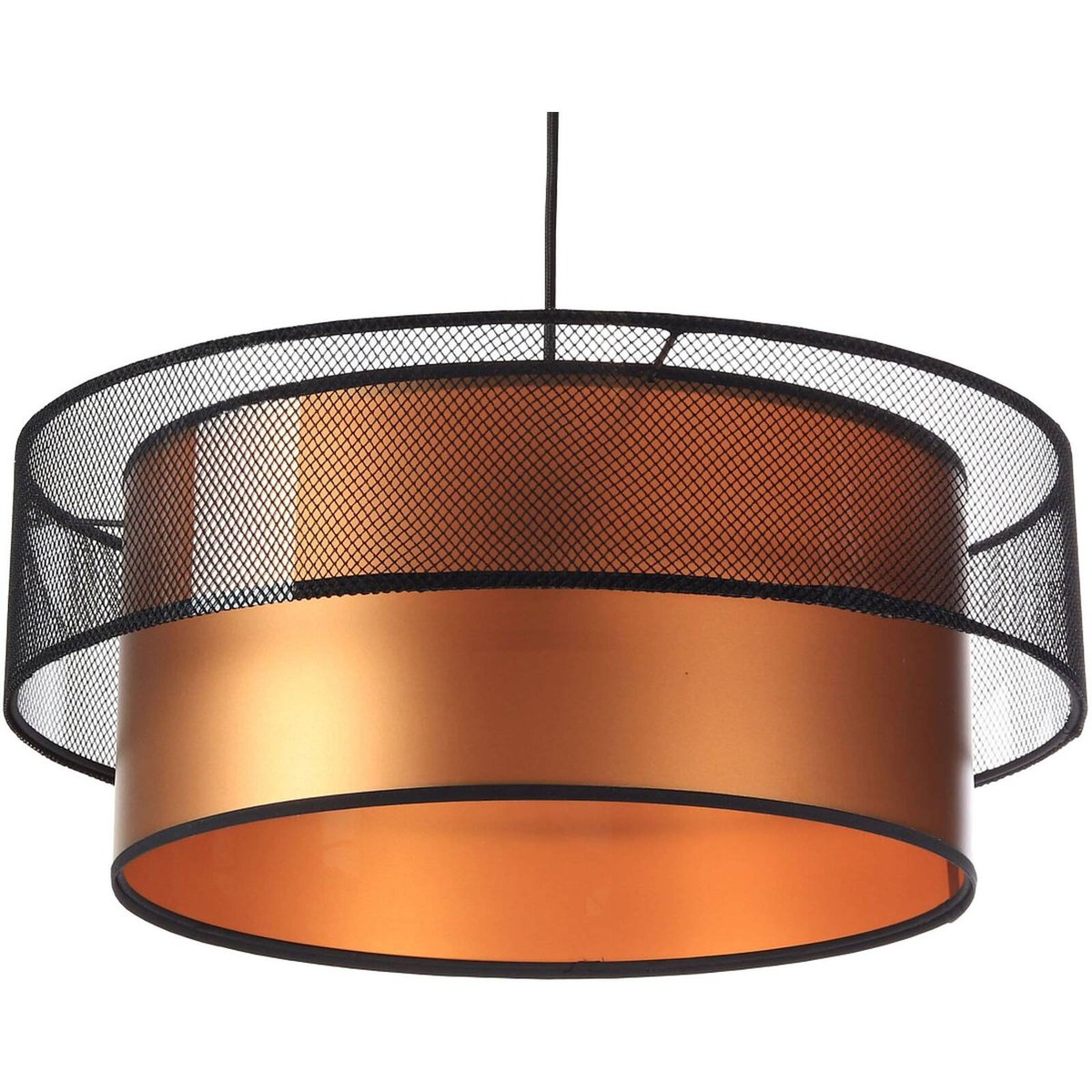 Suspension en tissu, DUO ÉLÉGANT filet noir et cuivré satiné et brillant, BPS KONCEPT