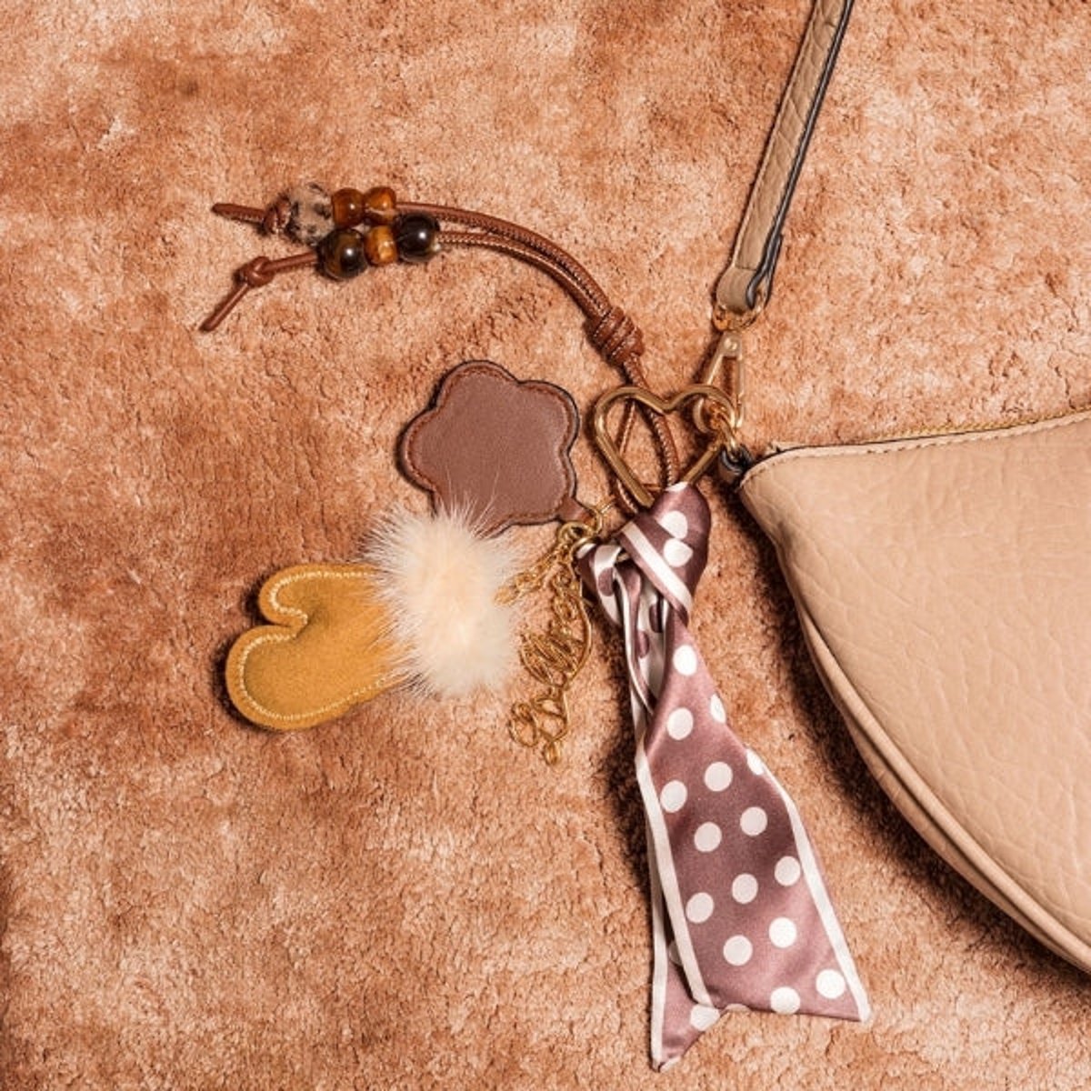 Bijou de sac miroir fleur Tissalia marron, LOLLIPOPS