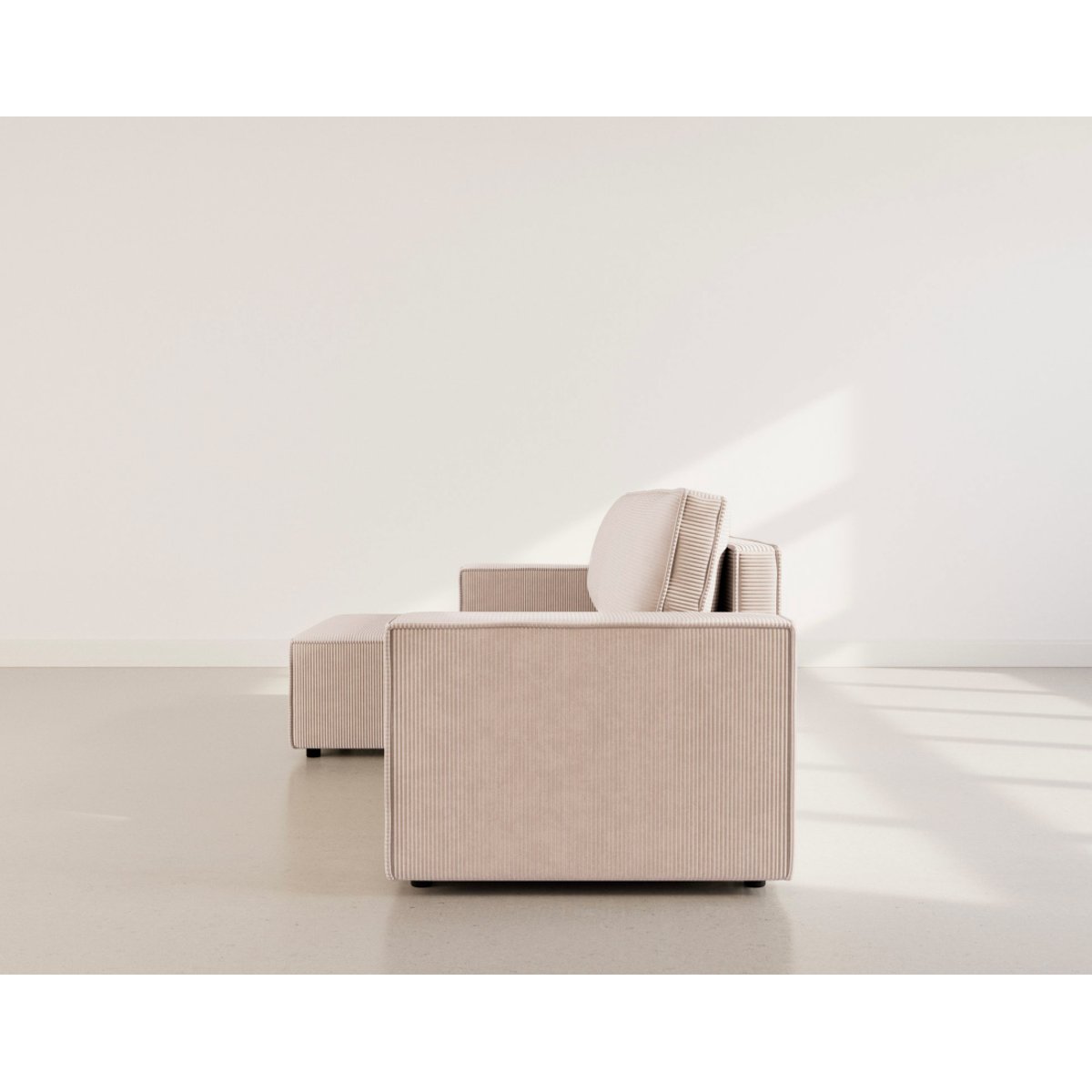 Canapé d'angle convertible velours côtelé, HECTOR beige, BEST MOBILIER