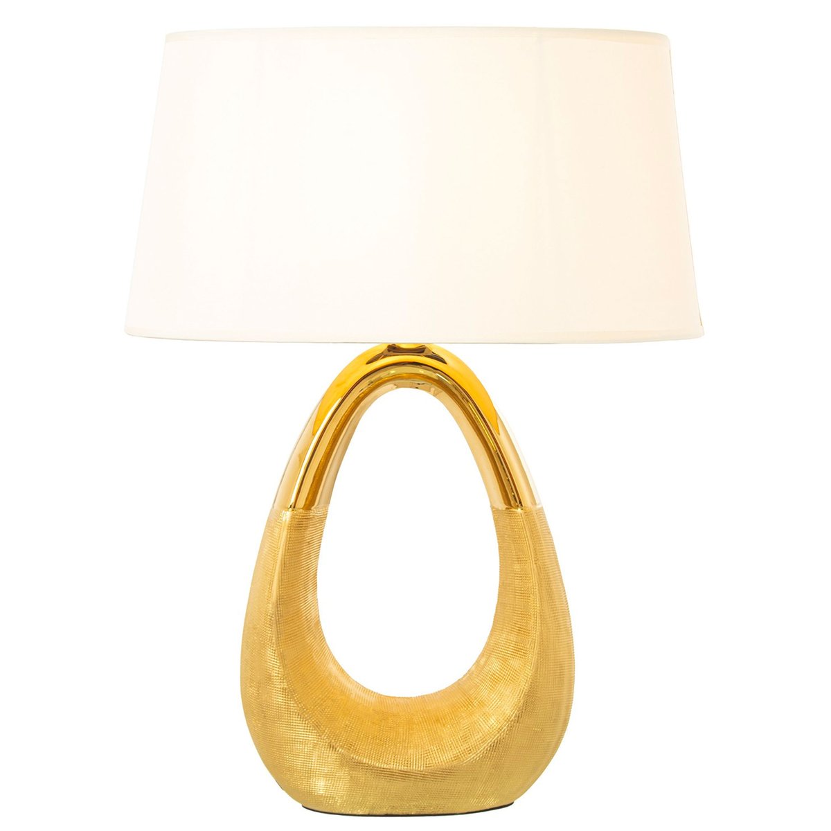 Lampe à poser en céramique dorée et abat-jour blanc doré, WADIGA