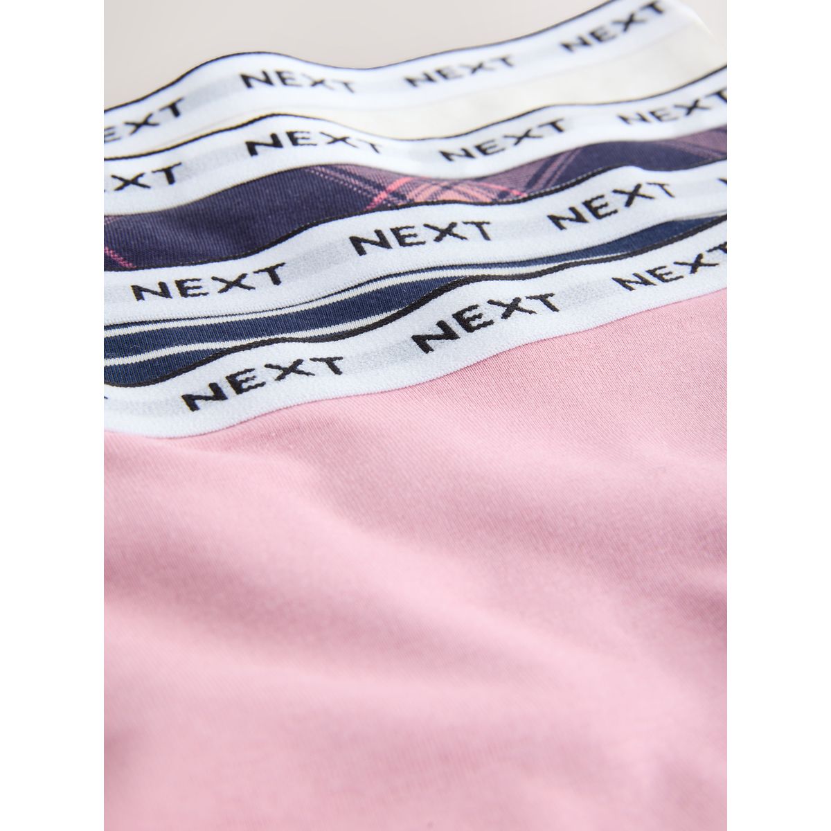 Culotte en modal et coton à logo, lot de 4 bleu marine/rose à carreaux, NEXT