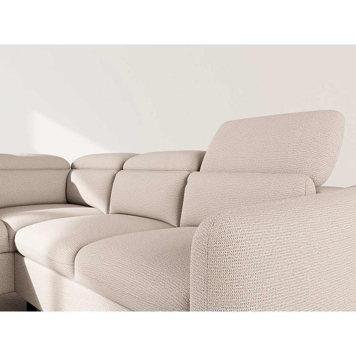 Canapé angle gauche convertible tissu texturé, OPALINE beige, BEST MOBILIER