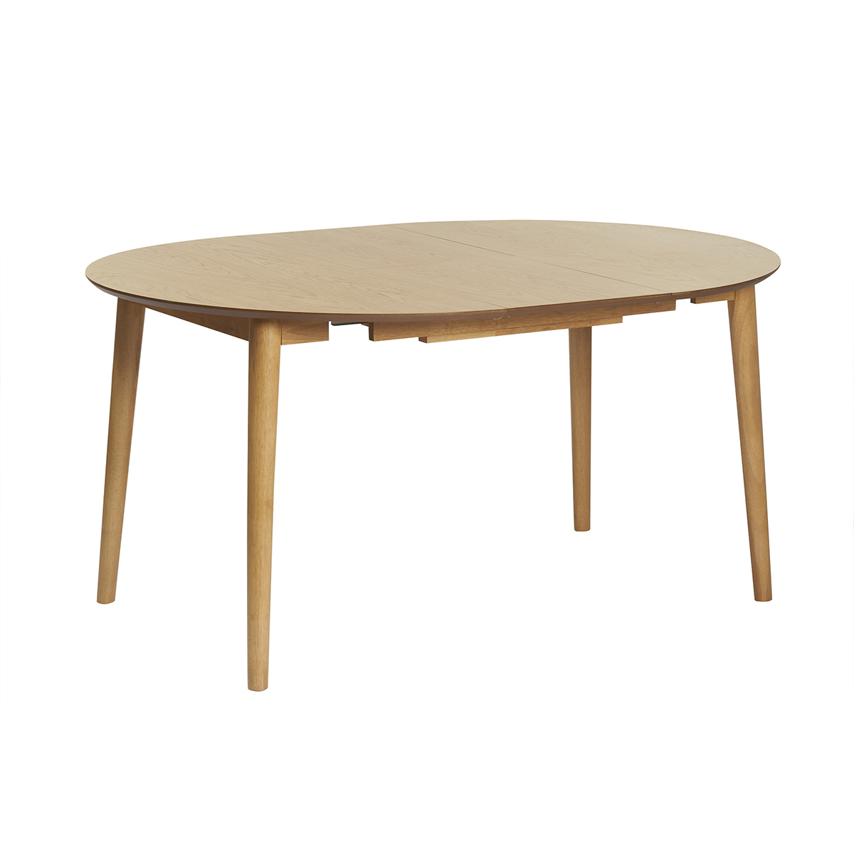 Table extensible rallonges intégrées ronde en bois clair chêne L115-154 cm EGO chêne clair, MILIBOO
