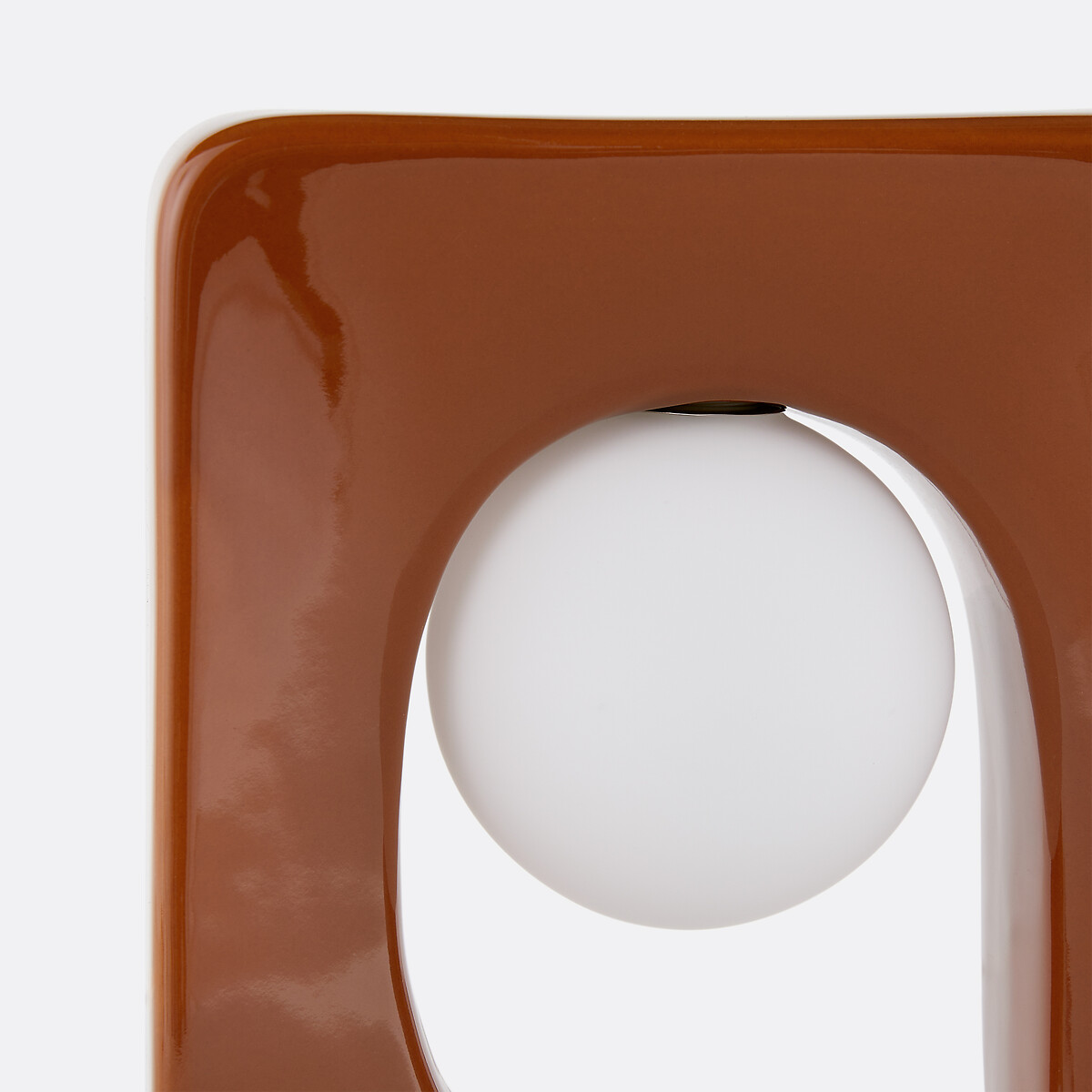 Lampe à poser, en céramique et verre opalin, VESLI marron, LA REDOUTE INTERIEURS