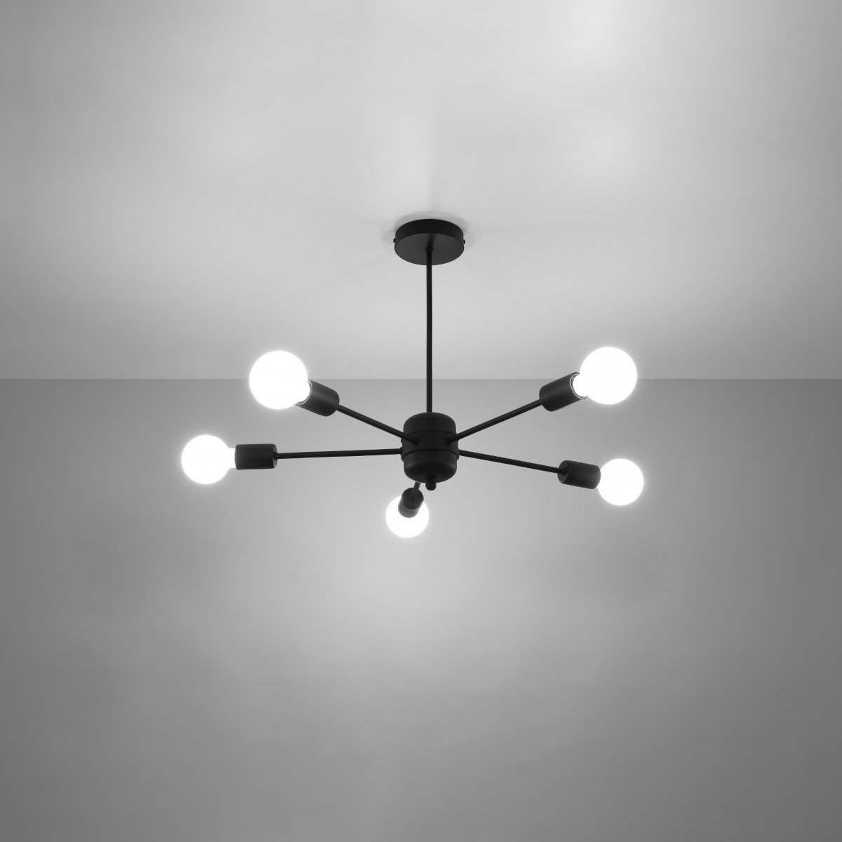 Suspension Acier Noir E27 5 Lango noir, EDEN