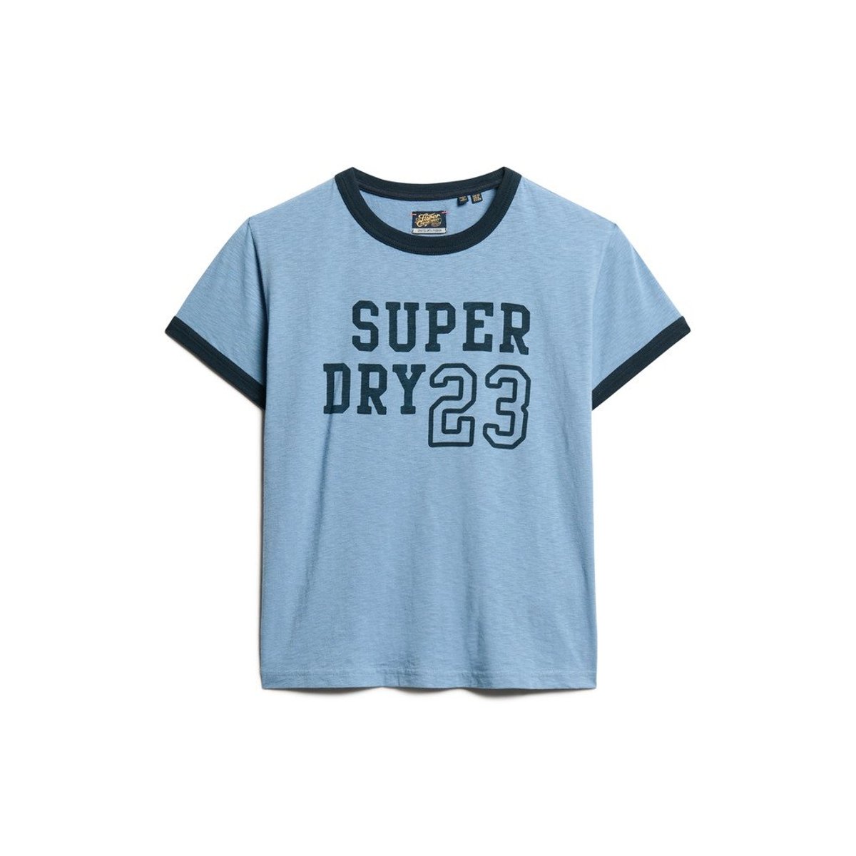 T-shirt ajusté Athletic Essentials Ringer bleu marée flammé, SUPERDRY