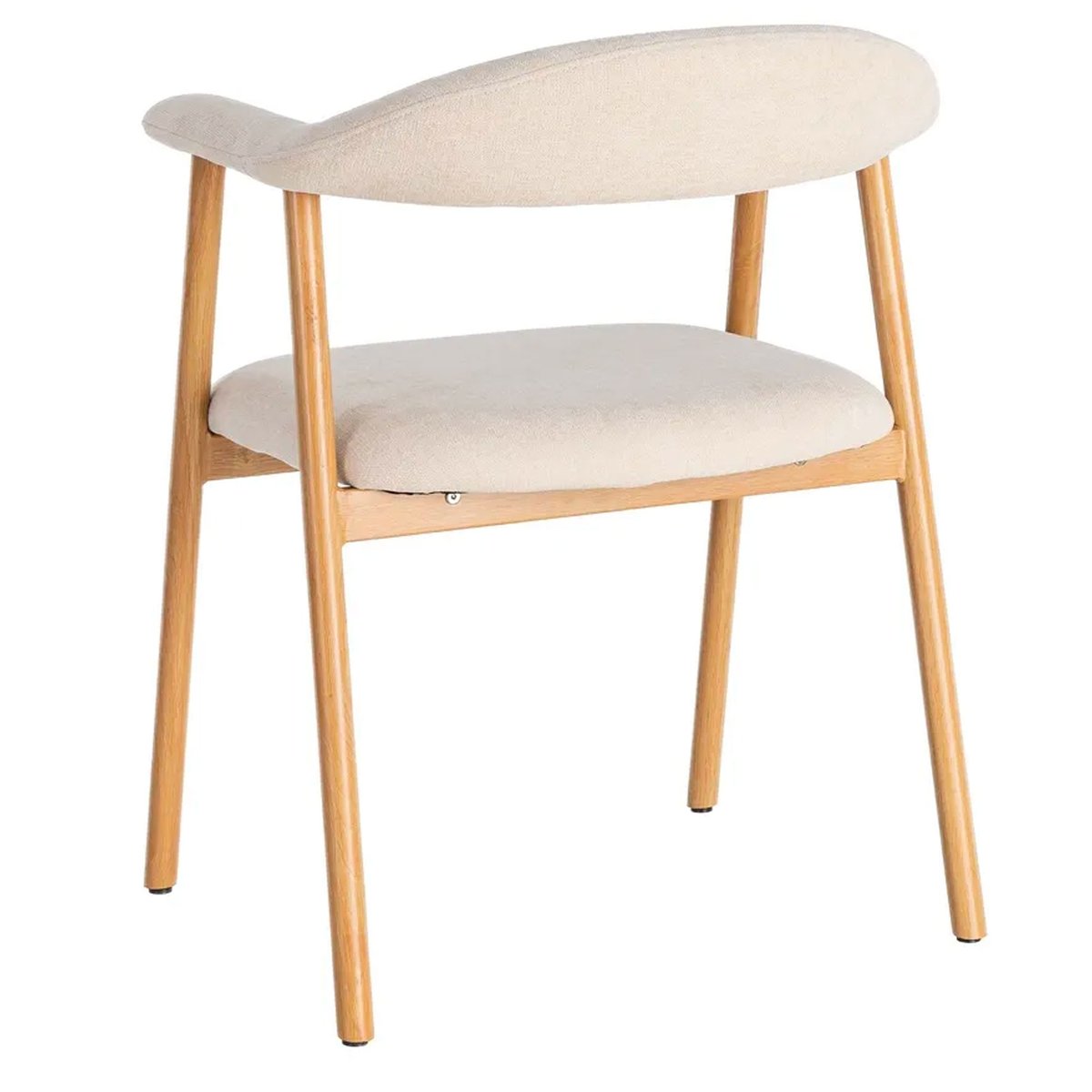 Chaise design métal effet bois et tissu éponge beige 56x50.5x76cm beige, WADIGA