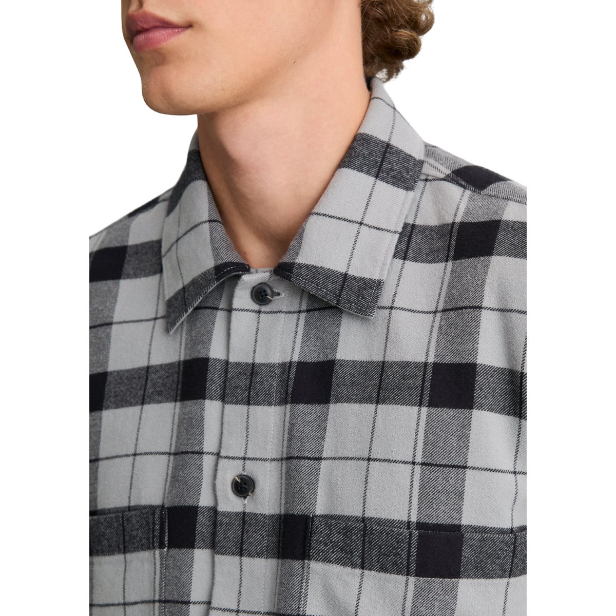 Chemise en flanelle, coupe classique en pur coton bio gris, MARC O’POLO DENIM