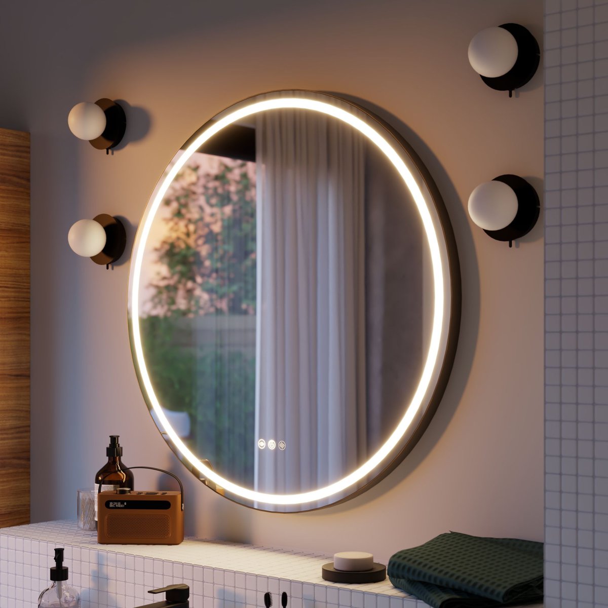 Miroir LED, REMIX noir, SENSEA