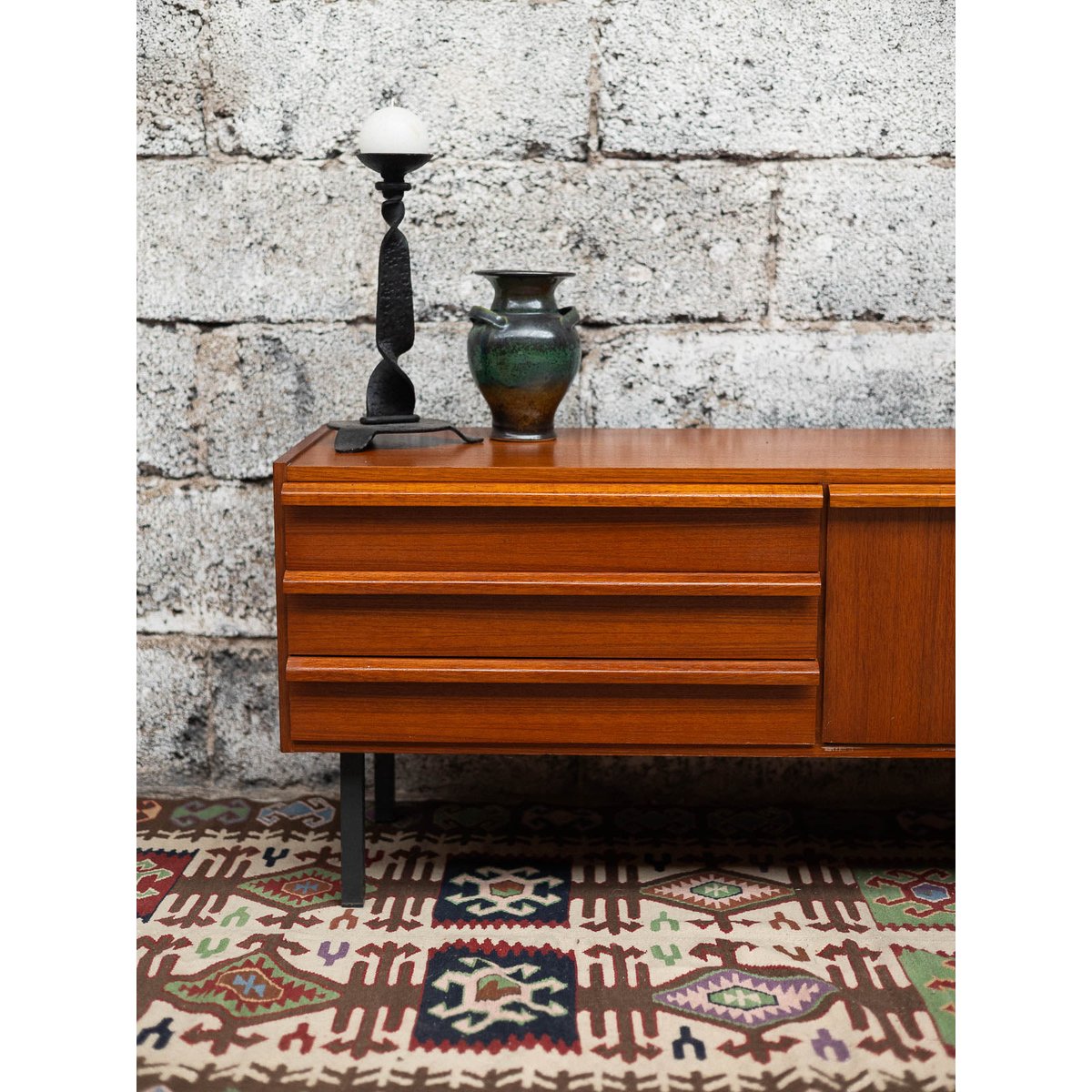 Enfilade scandinave en teck Margaret N°488 - Bon état bois foncé, DEBONGOUT