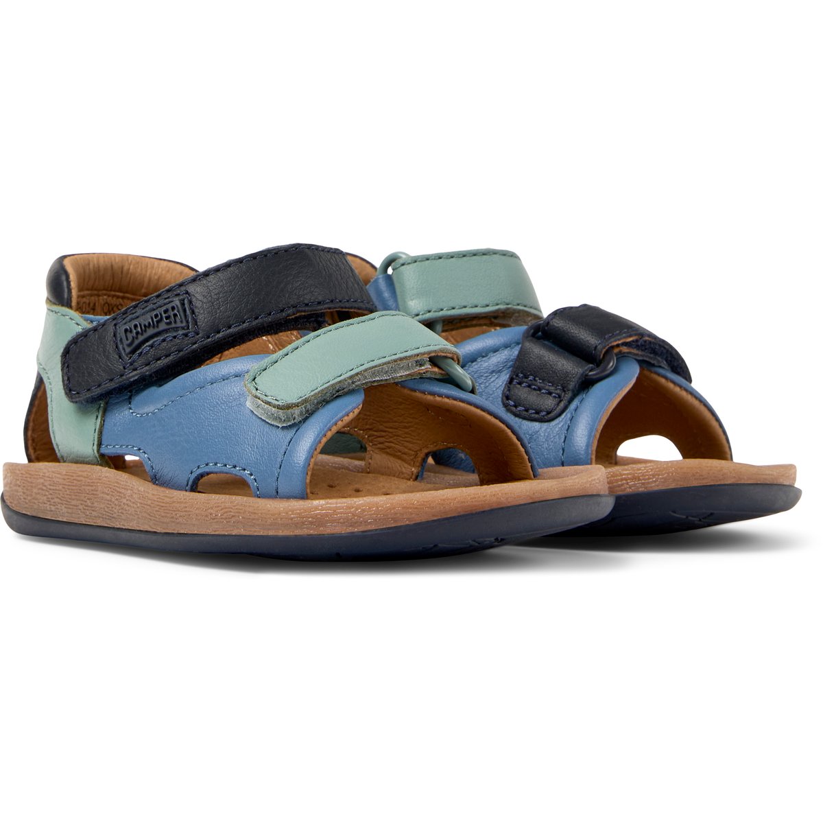 Sandales Bicho Twins bleu vert et gris foncé, CAMPER