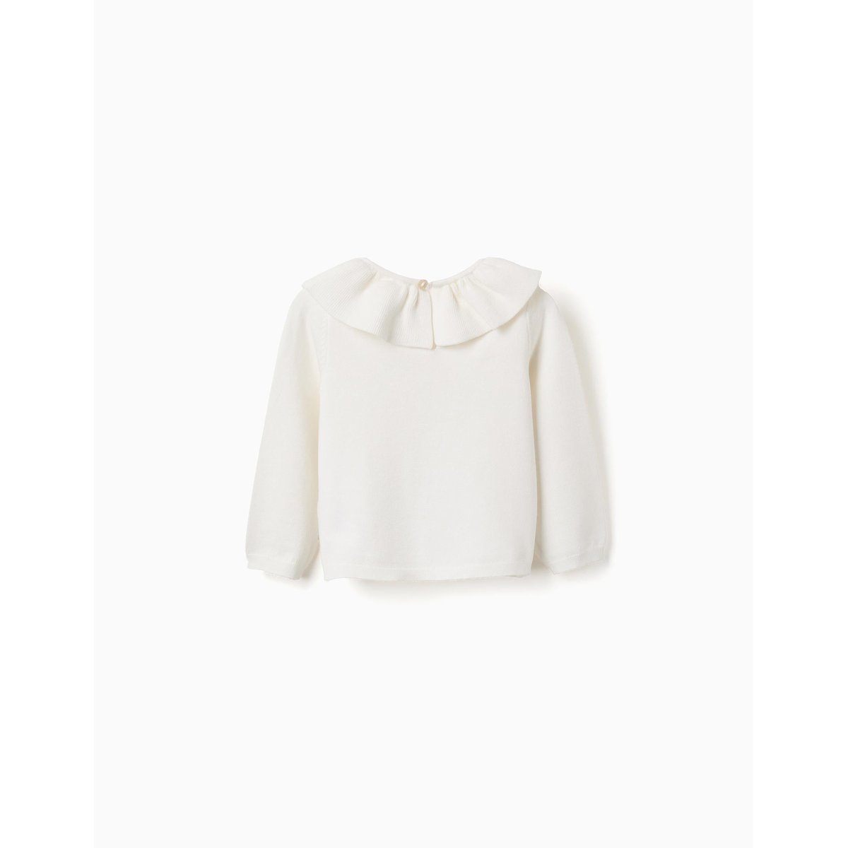 Pull en maille avec col à volants blanc, ZIPPY