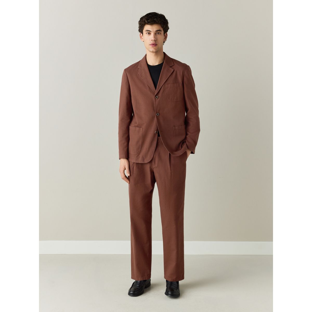 Veste de costume texturée en coton mélangé marron rouille, NEXT