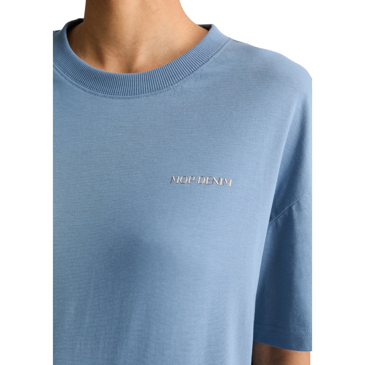 T-shirt de base relaxed en coton organique bleu, MARC O’POLO DENIM