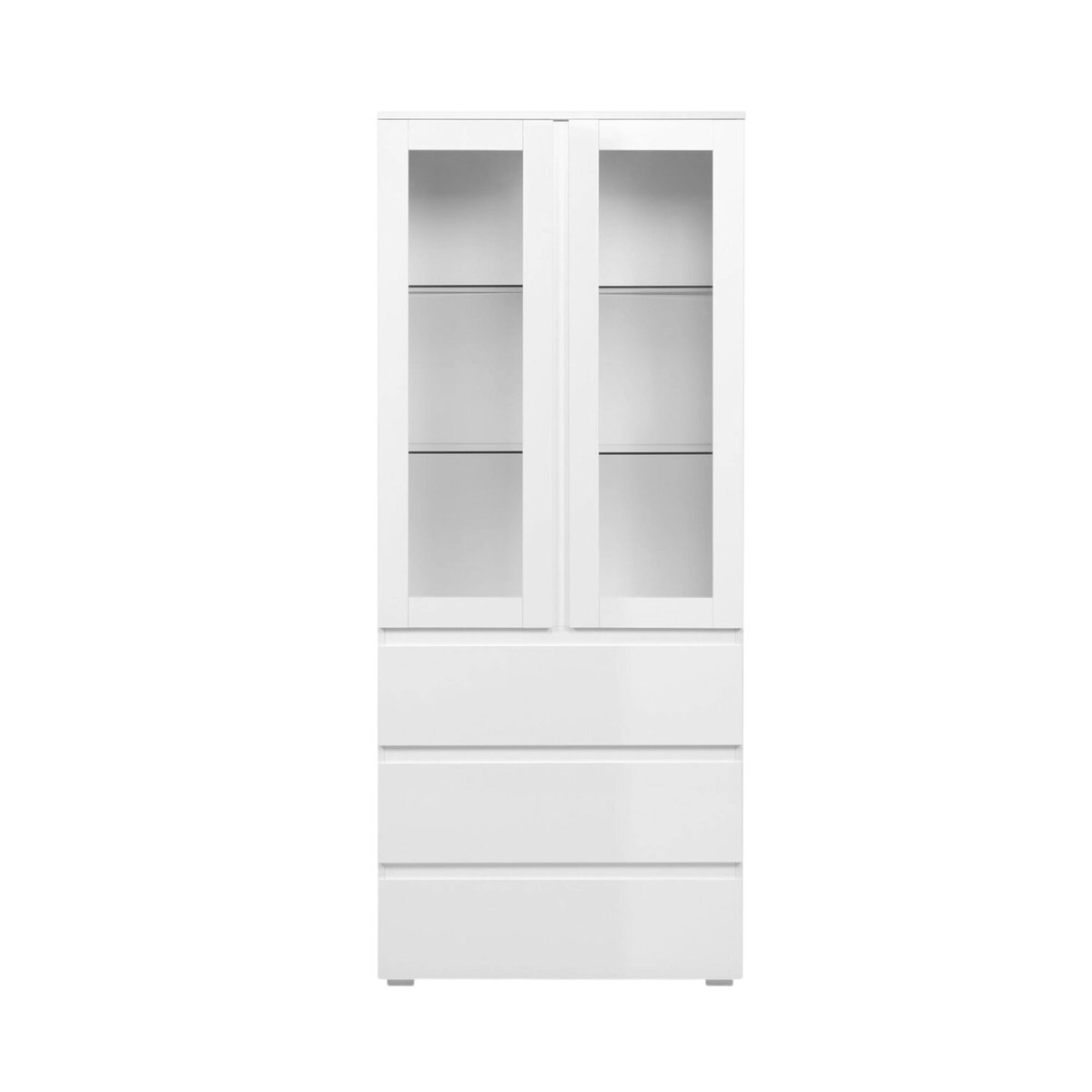 Vaisselier vitrine blanc moderne 2 portes 3 tiroirs ALVA blanc, PIER IMPORT