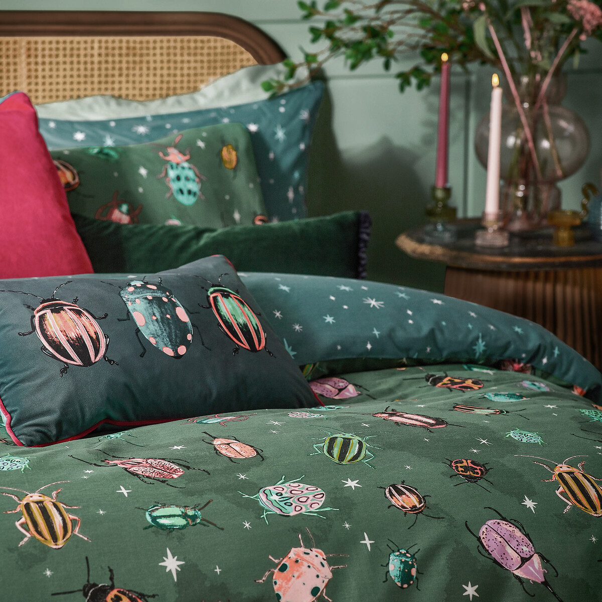 Beetalis Piped Velvet Filled Cushion emerald, FURN.