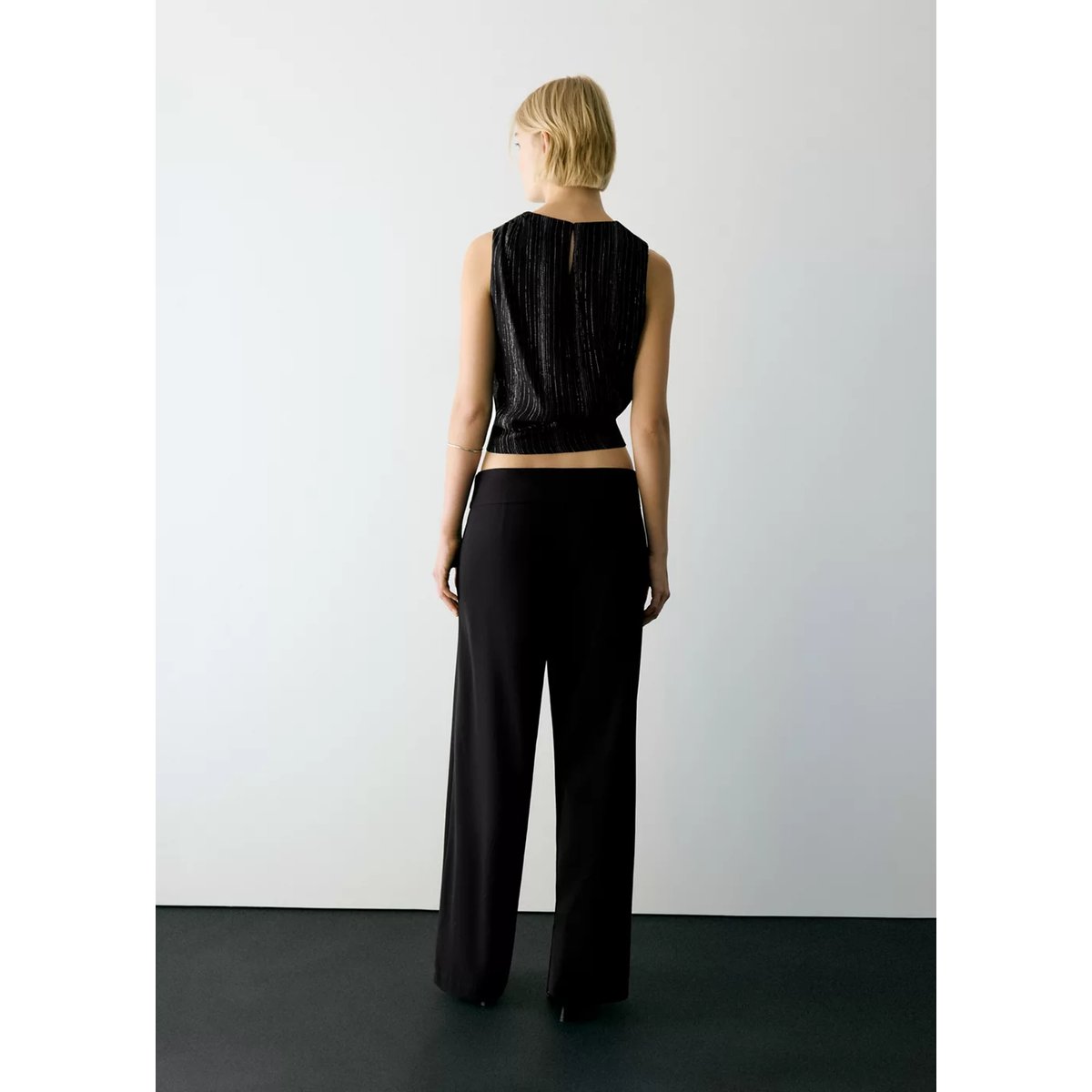 Pantalon droit avec ceinture noir, MANGO TEEN