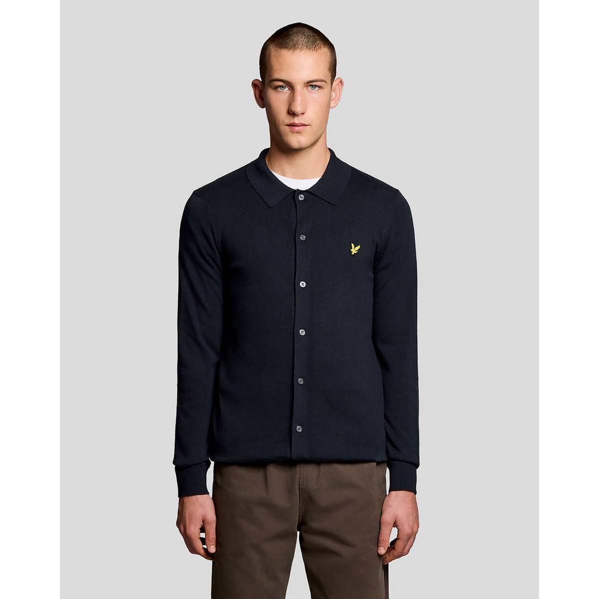Chemise en coton en maille bleu foncé marine, LYLE & SCOTT