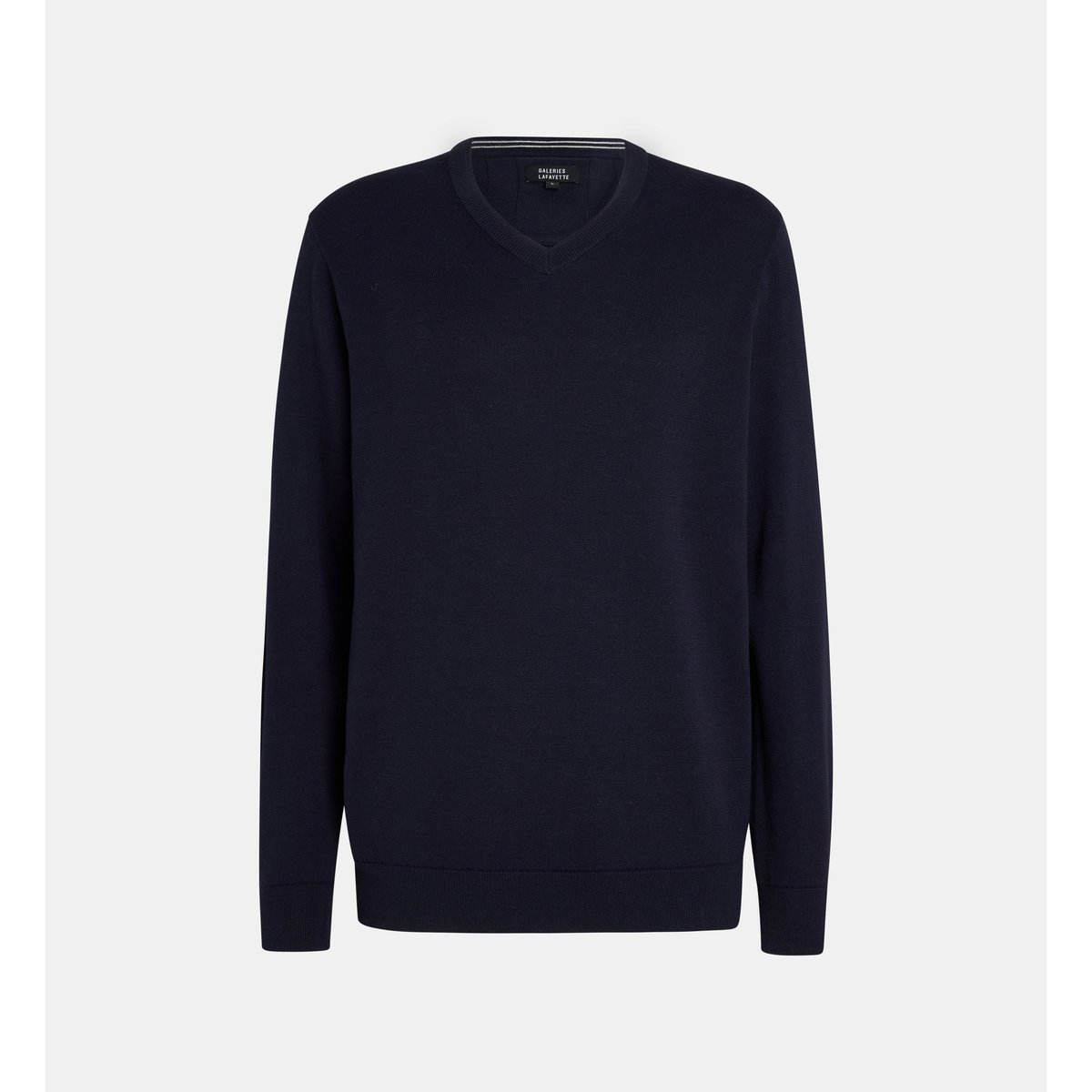 Pull droit tuton col v coton bio bleu marine, GALERIES LAFAYETTE