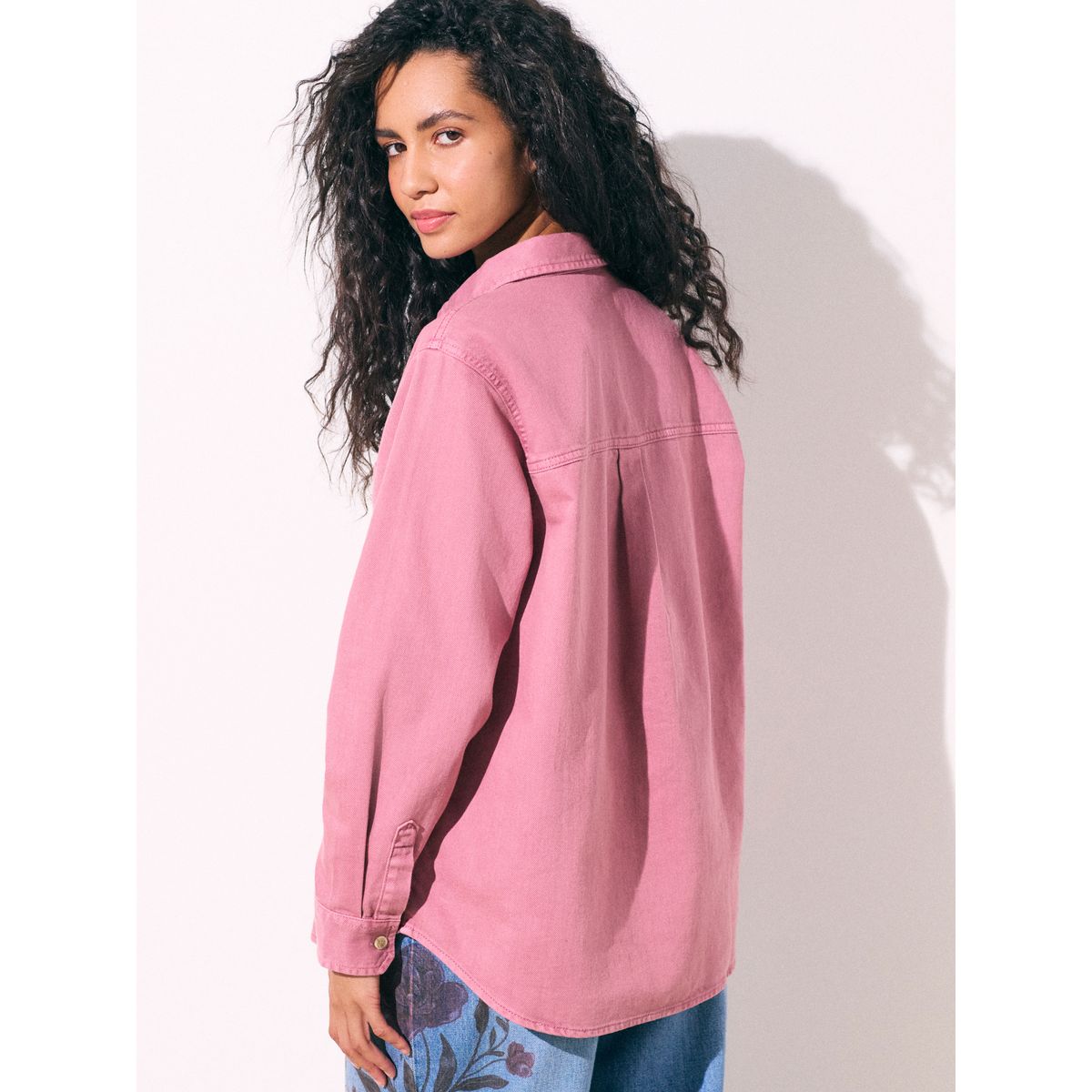 Chemise en jean décontractée manches longues rose foncé, NEXT