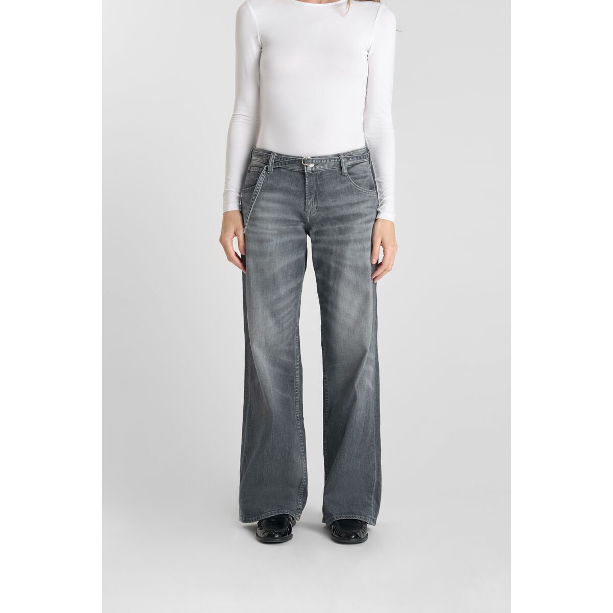 Jeans loose, large wide leg , longueur 34 grey, LE TEMPS DES CERISES