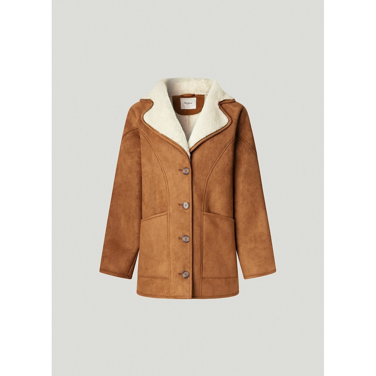 Teresa Sherpa Coat brown, PEPE JEANS