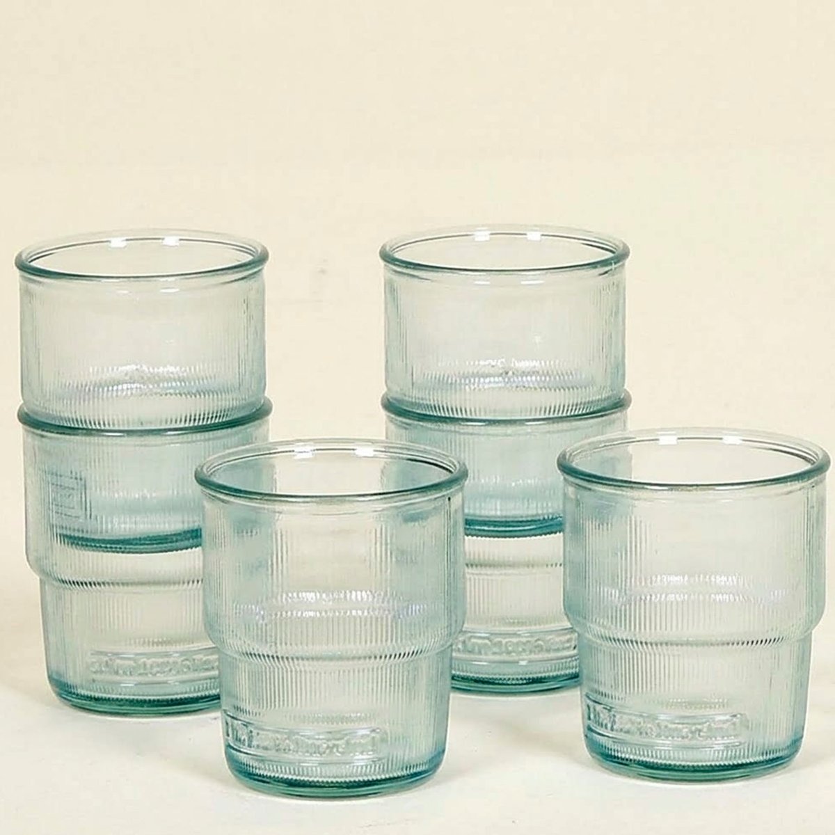 Set de 6 verres à eau empilables en verre 100% recyclé 30cl transparent, WADIGA