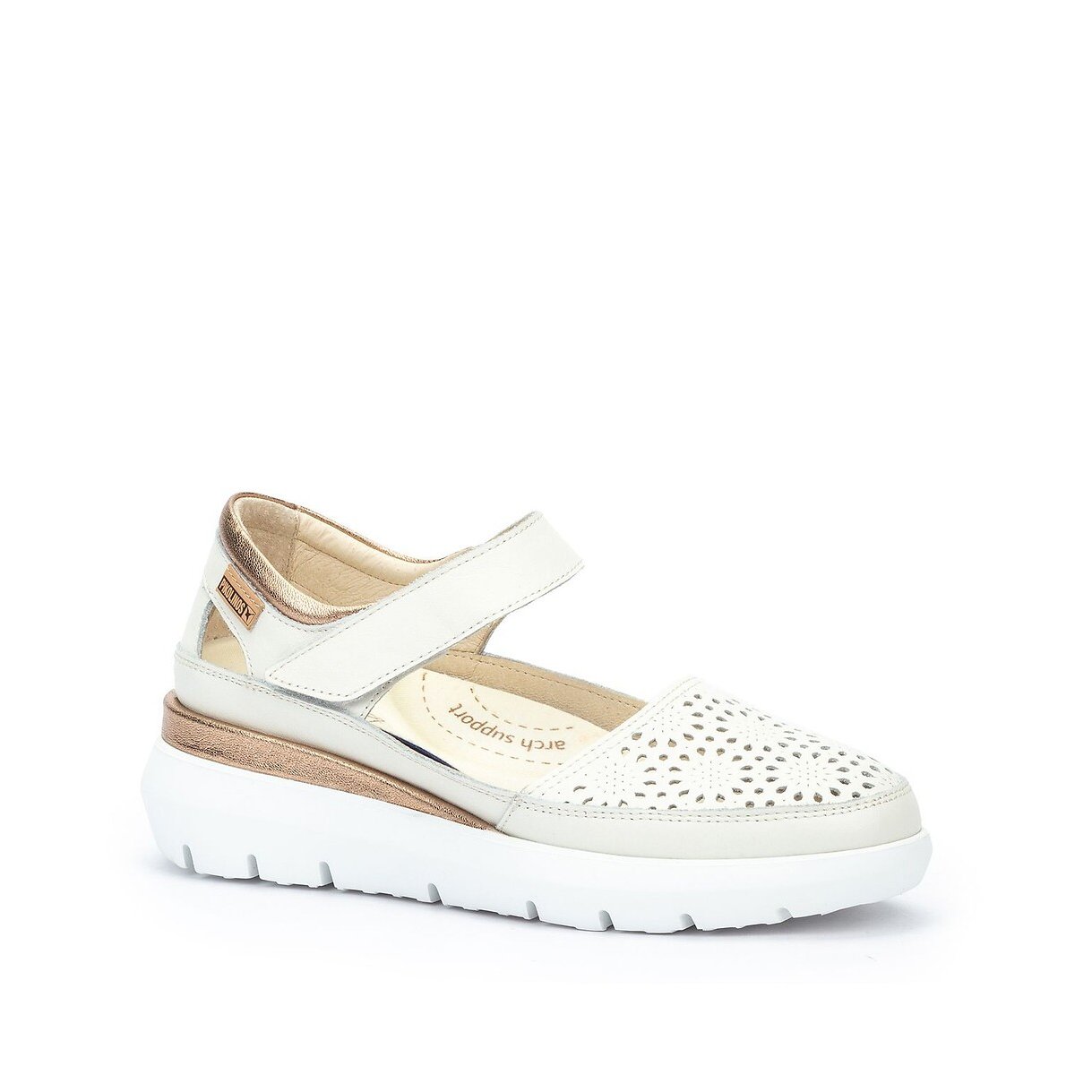 Rueda Leather Wedge Shoes white, PIKOLINOS