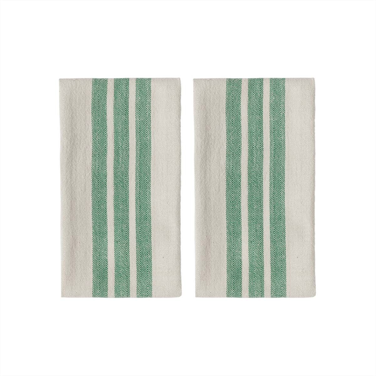Lot de 2 serviettes en coton à rayures LIVING vert, OYOY LIVING DESIGN
