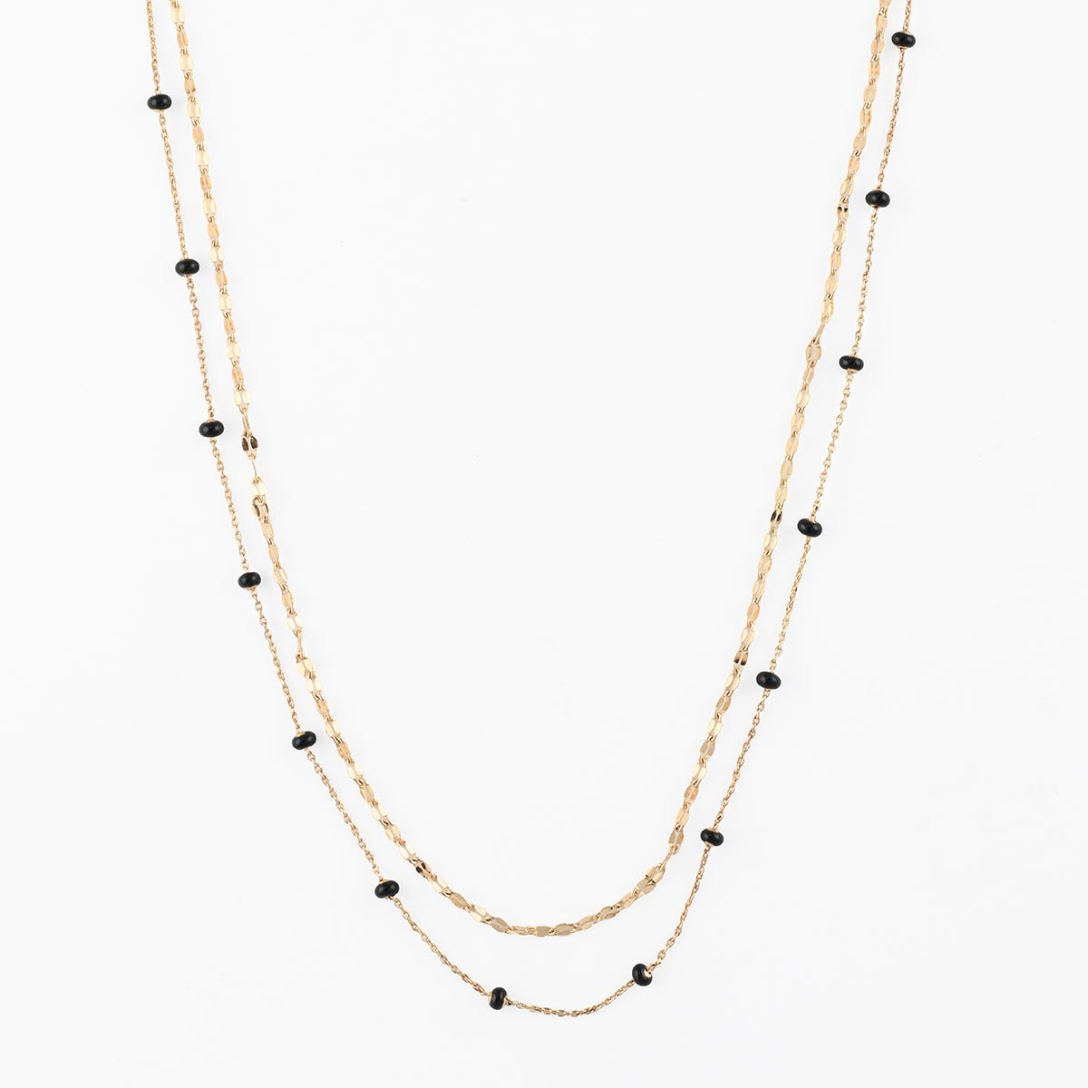 Collier 2 rangs chaînes fines noir, BALABOOSTE