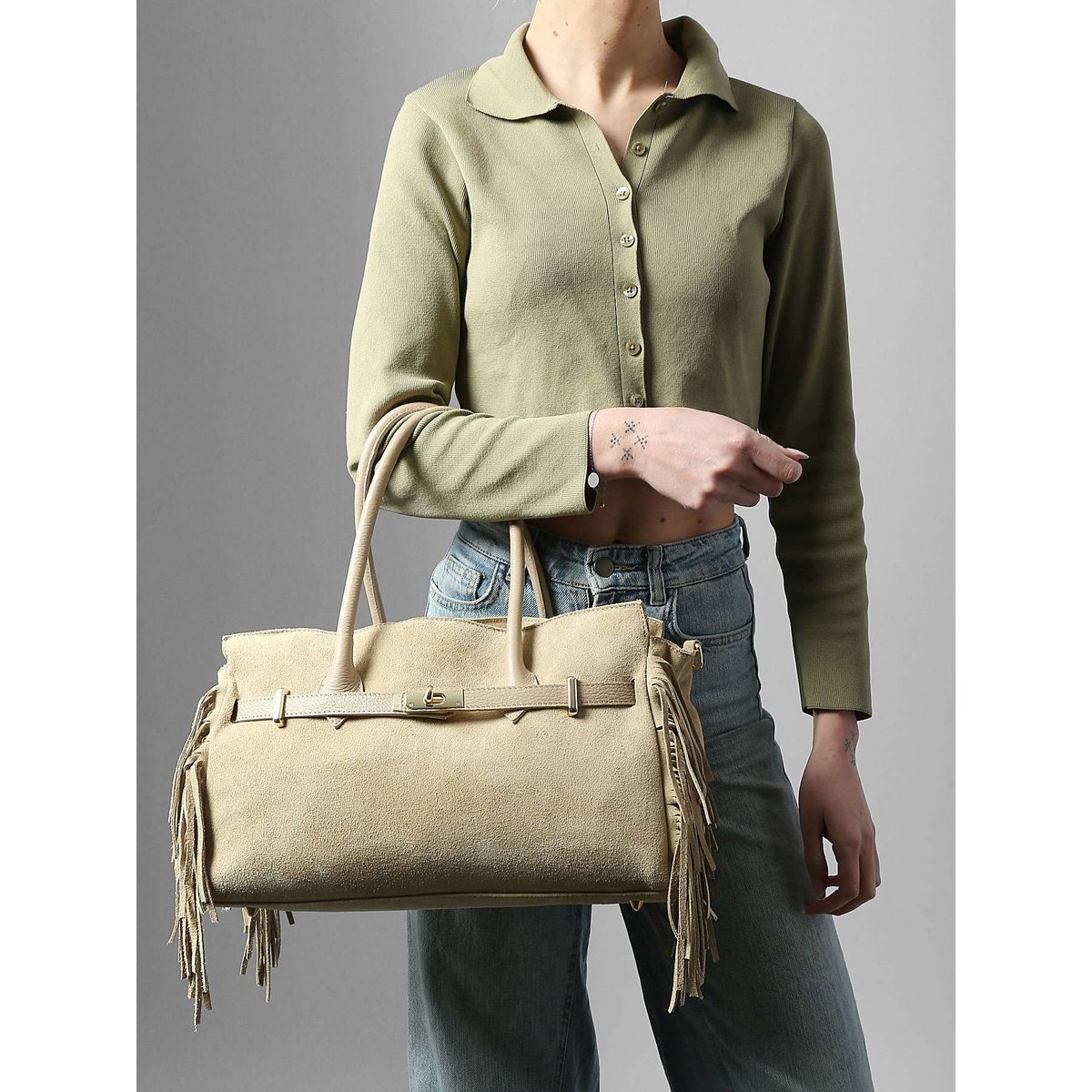 sac porté épaule Velvet cuir larice, MILANO