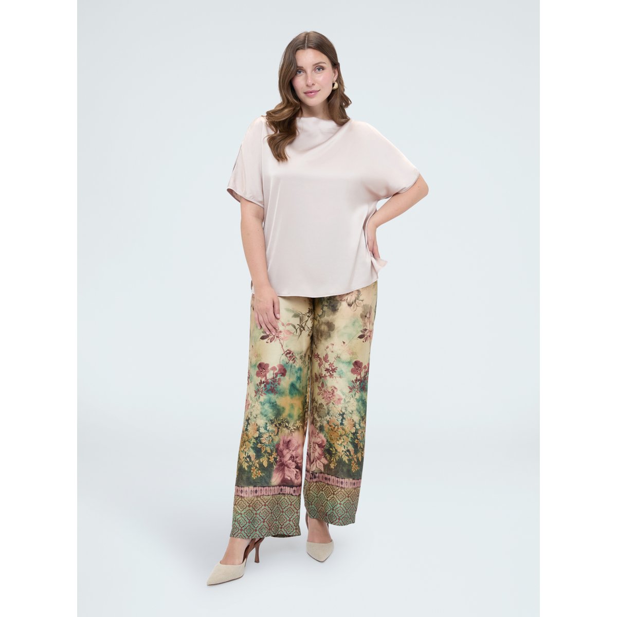 Blouse avec encolure bateau et découpes rose, FIORELLA RUBINO