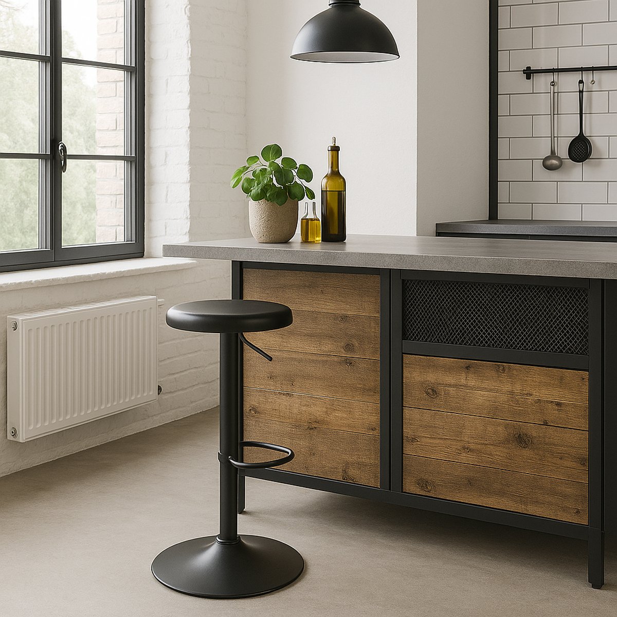 Tabouret de bar réglable en acier, KALEA noir, KARE DESIGN
