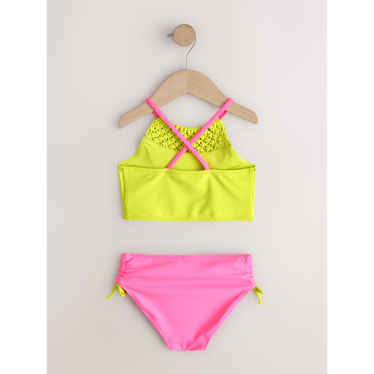 Bikini en macramé rose/citron vert, NEXT